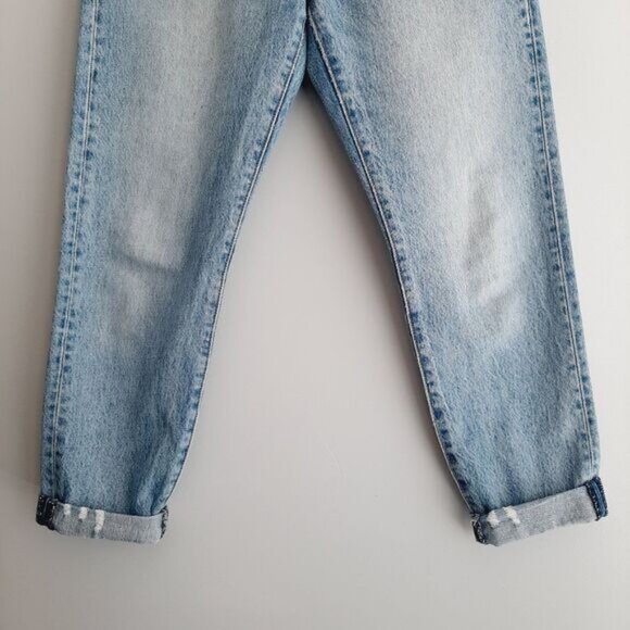 LEVI'S Wedgie High Rise Distressed Light Blue Wash Button Fly Jeans Sz 26 - Picture 4 of 16